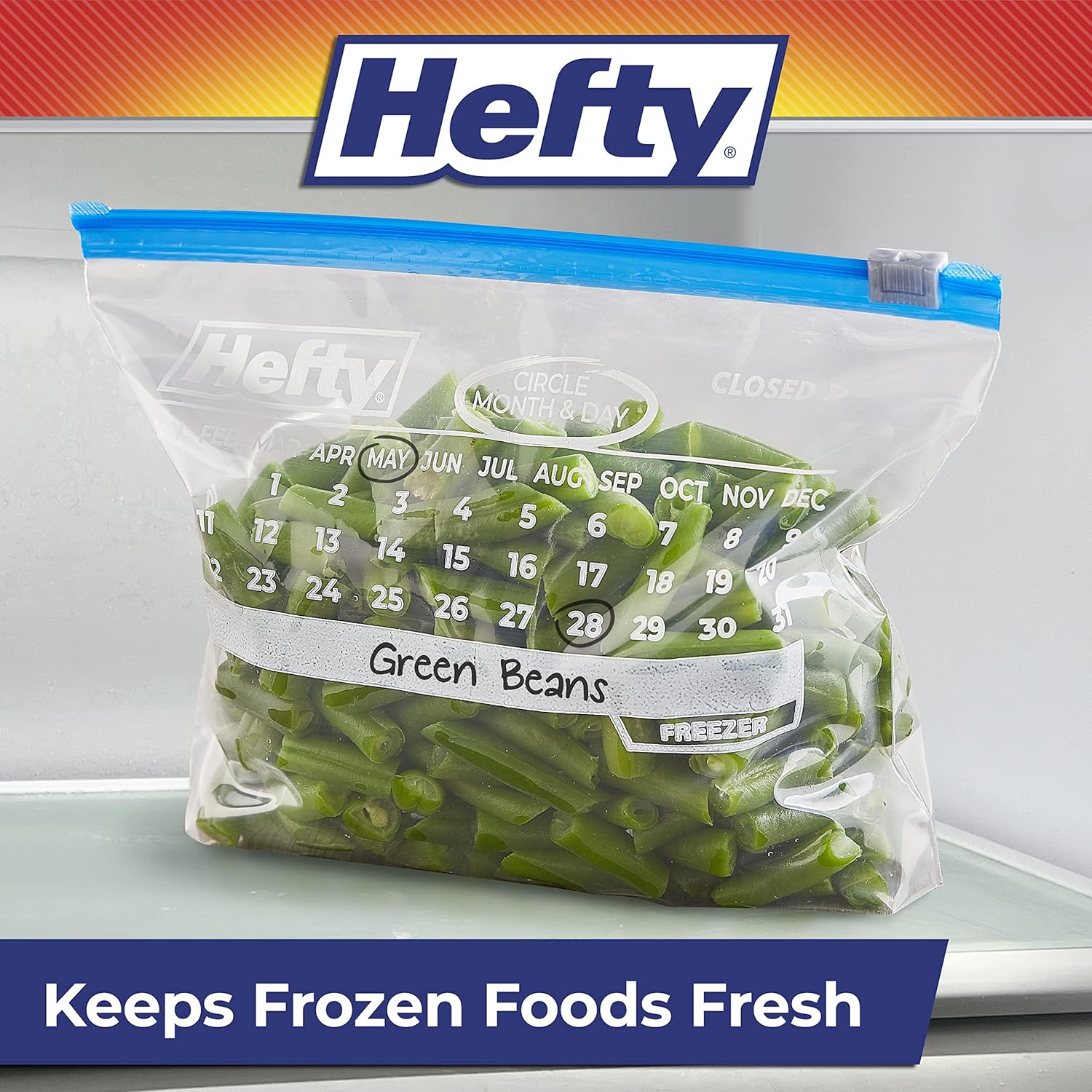 Hefty Calendar Slider Quart Freezer Bags, 1 Quart Slider Bags, Stand and Fill Expandable Bottom, Helps Prevent Freezer Burn, Freezer Bags Quart Size, 140 Total Bags, 35 Count (Pack of 4)-8