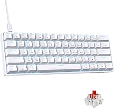 DIERYA DK61SE 60% Mechanical Gaming Keyboard, 61 Keys Anti-Ghosting, LED Backlight, Detachable USB-C, Ultra-Compact Mini Wired Keyboard with Quiet Red Linear Switch for Windows Laptop PC Gamer Typist