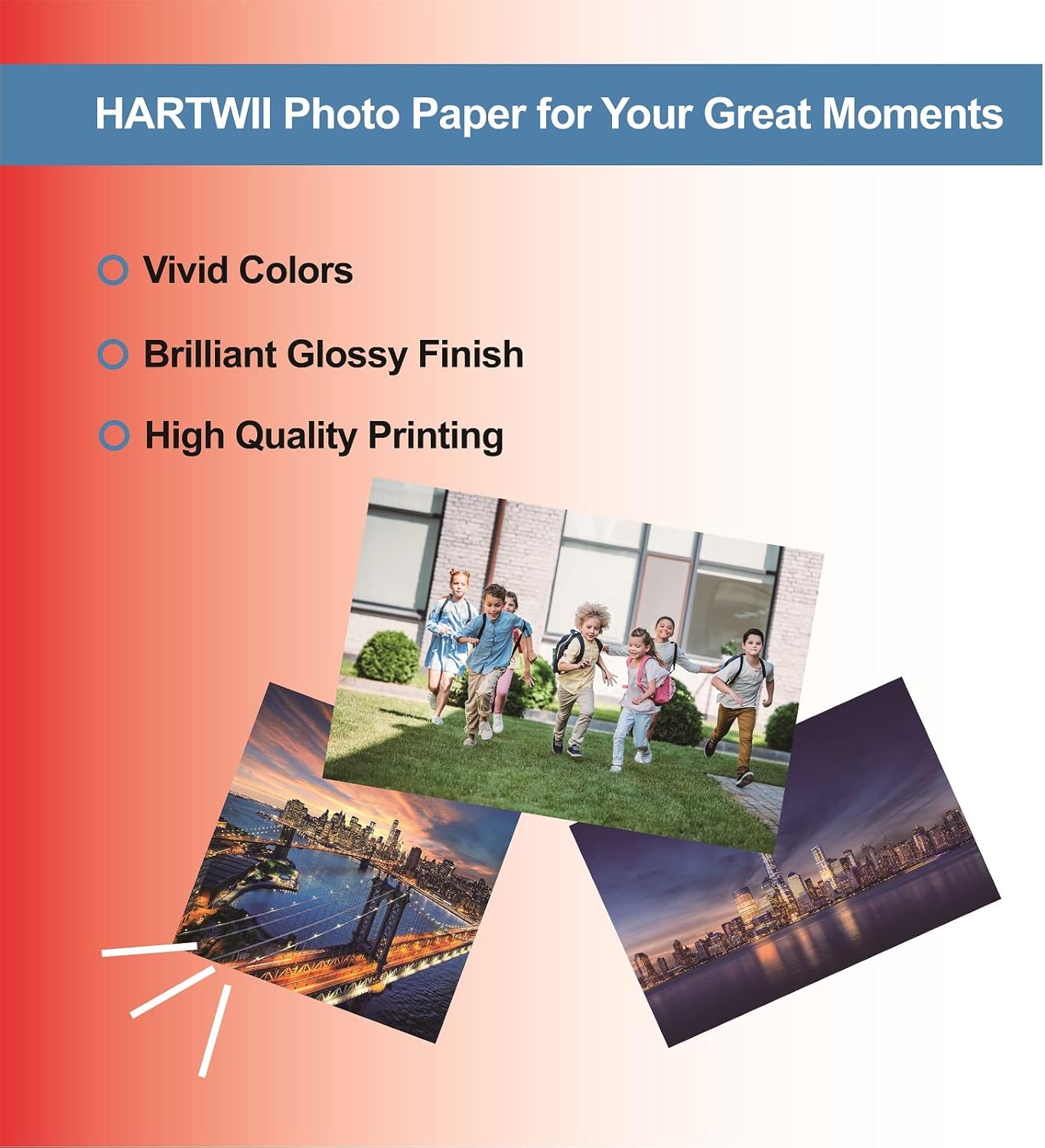 220 Sheets Photo Paper Glossy Inkjet 8.5x11 44lb 160Gsm A4 Letter Size Suitable for All Dye Ink Printers HARTWII-4