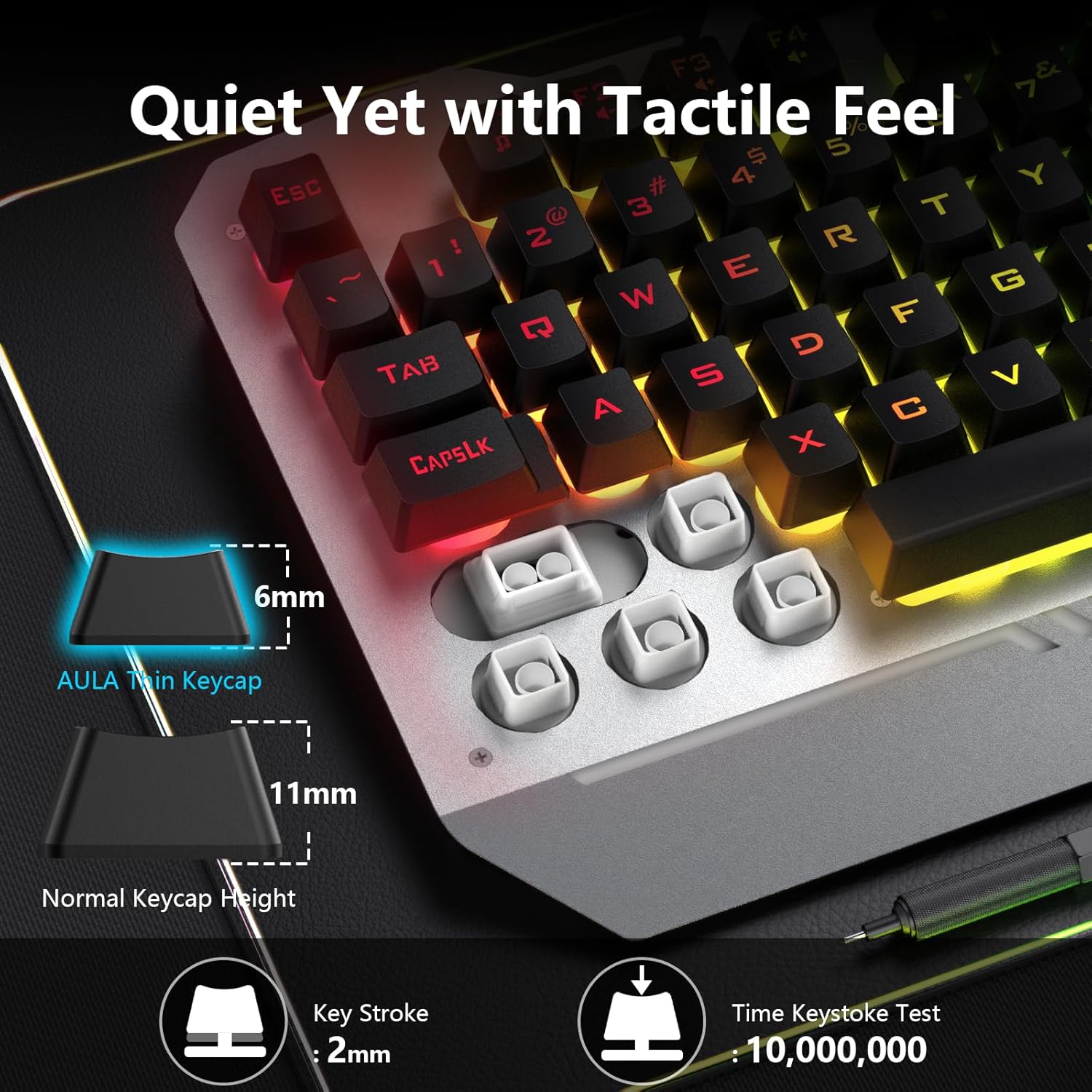 AULA Keyboard, T102 104 Keys Gaming Keyboard and Mouse Combo with RGB Backlit Quiet Computer Keyboard, All-Metal Panel, Waterproof Light Up PC Keyboard, USB Wired Keyboard Gaming for MAC Xbox PC Gamer-6