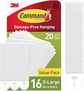 Command 20 lb XL Heavyweight Picture Hanging Strips 16 Pairs (32 Command Strips), Damage Free Hanging Picture Hangers, Heavy Duty Wall Hanging Strips for Home Decor, White Adhesive Strips