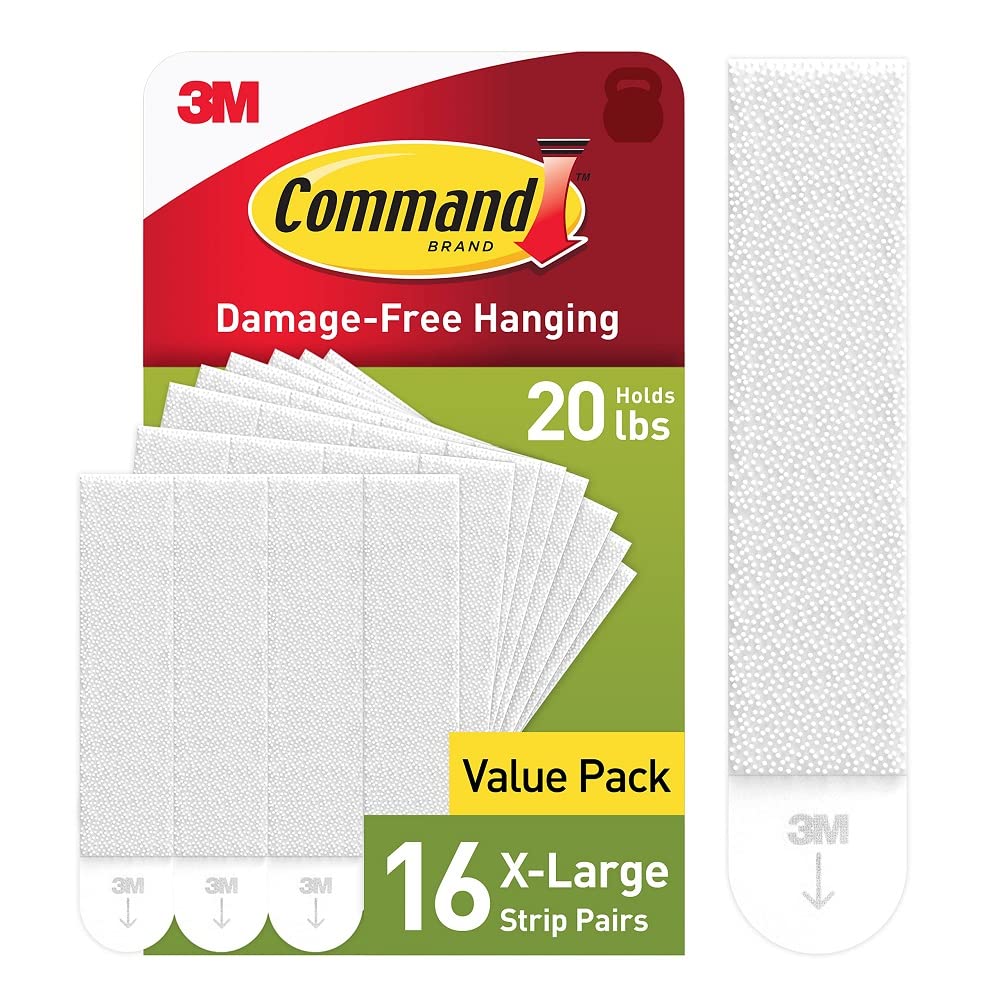 Command 20 lb XL Heavyweight Picture Hanging Strips 16 Pairs (32 Command Strips), Damage Free Hanging Picture Hangers, Heavy Duty Wall Hanging Strips for Home Decor, White Adhesive Strips-0