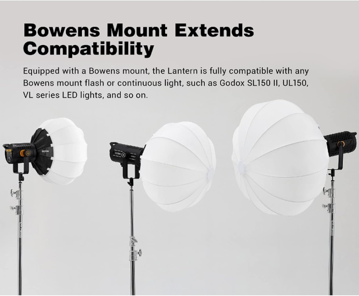 GODOX CS-50D Lantern Softbox 50cm/20inch Omni-Directional Light Modifier Bowens Mount for Godox SL60W SL150 II, UL150, VL150 Light for Video Recording, Live Streaming, and Film Making-3