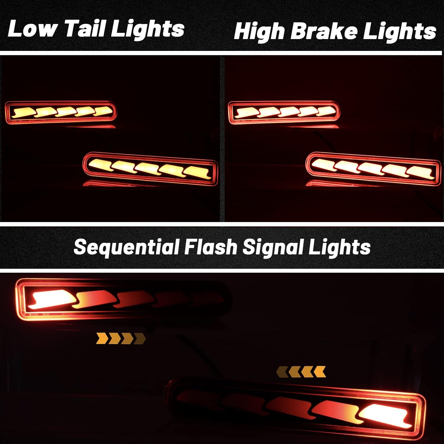 DRL Red Lens LED Rear Fog Daytime Running Lamp Dynamic Sequential LED Turn Signal Light Function Compatible with Toyota FJ Cruiser 2007-2022 Accessories（U Style）-2