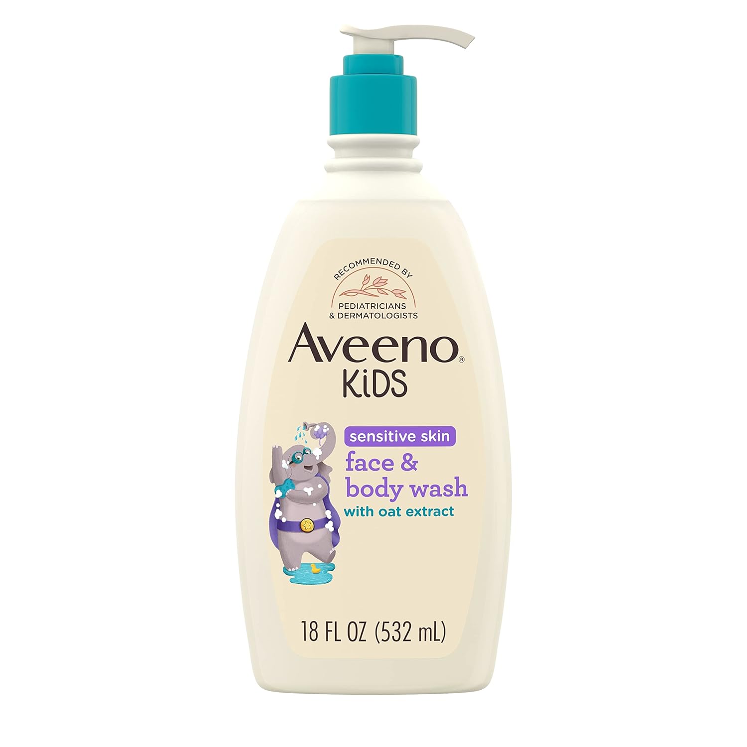 Aveeno Kids Sensitive Skin Face & Body Wash with Oat Extract, Gently Washes Away Dirt & Germs Without Drying, Tear-Free & Suitable for All Skin Tones, Hypoallergenic, 18 fl. Oz-0