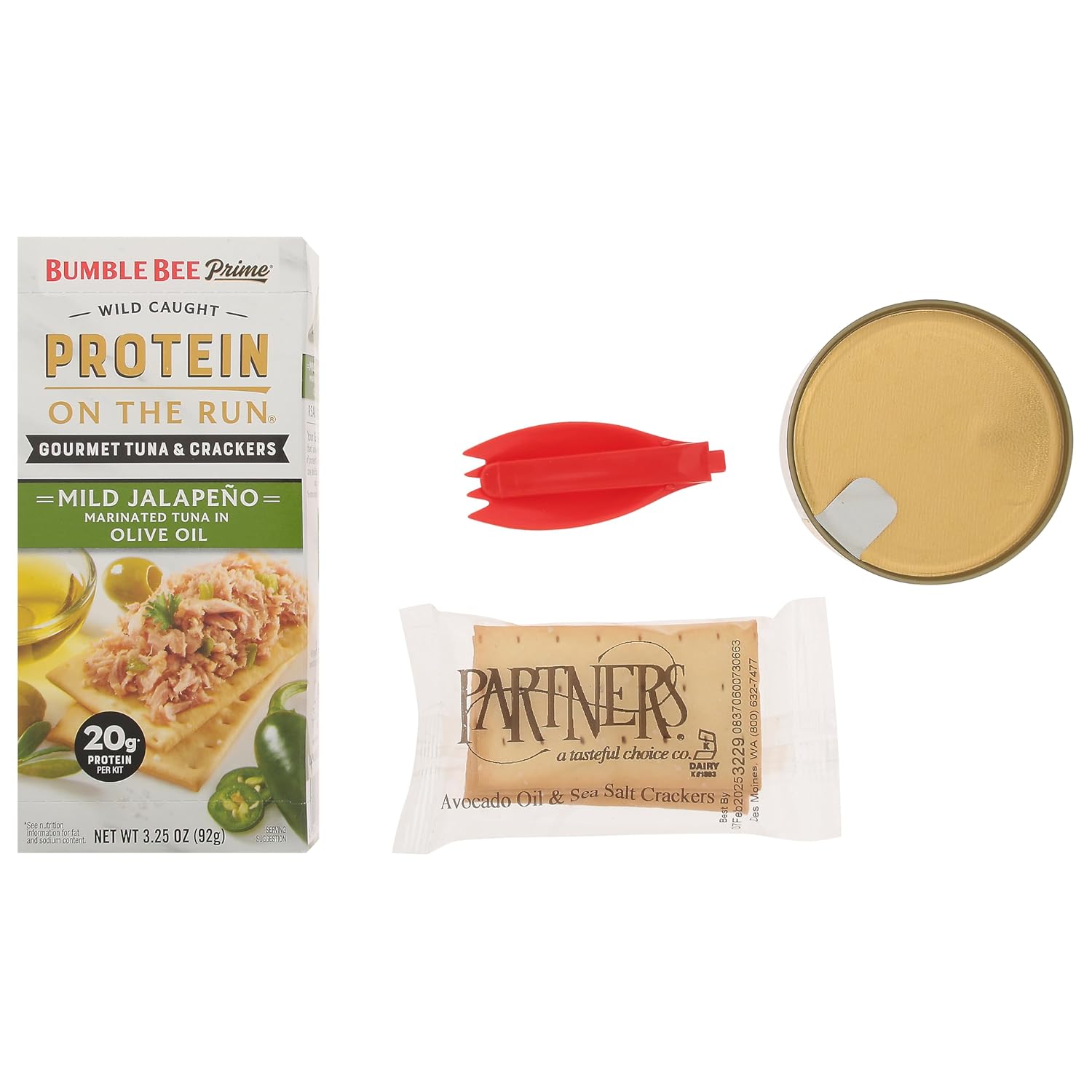 Bumble Bee Prime Protein on the Run Tuna Snack Kit, Pack of 12 - Gourmet Tuna Marinated in Olive Oil & Mild Jalapeno with Crackers and Serving Utensil - 20g of Protein Per Serving-5