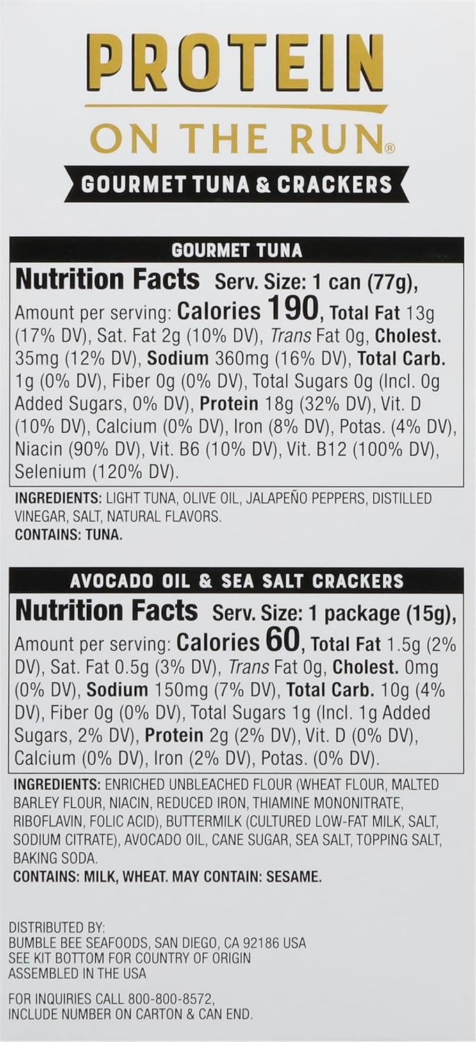 Bumble Bee Prime Protein on the Run Tuna Snack Kit, Pack of 12 - Gourmet Tuna Marinated in Olive Oil & Mild Jalapeno with Crackers and Serving Utensil - 20g of Protein Per Serving-8