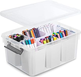 Citylife 17 QT Plastic Storage Bins Clear Storage Box with Lids Multipurpose Stackable Storage Containers for Organizing Tool, Craft, Crayon