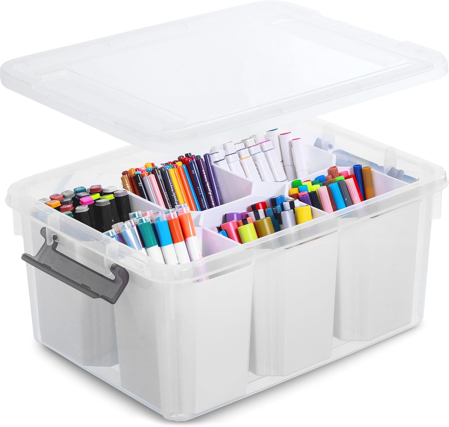 Citylife 17 QT Plastic Storage Bins Clear Storage Box with Lids Multipurpose Stackable Storage Containers for Organizing Tool, Craft, Crayon-0