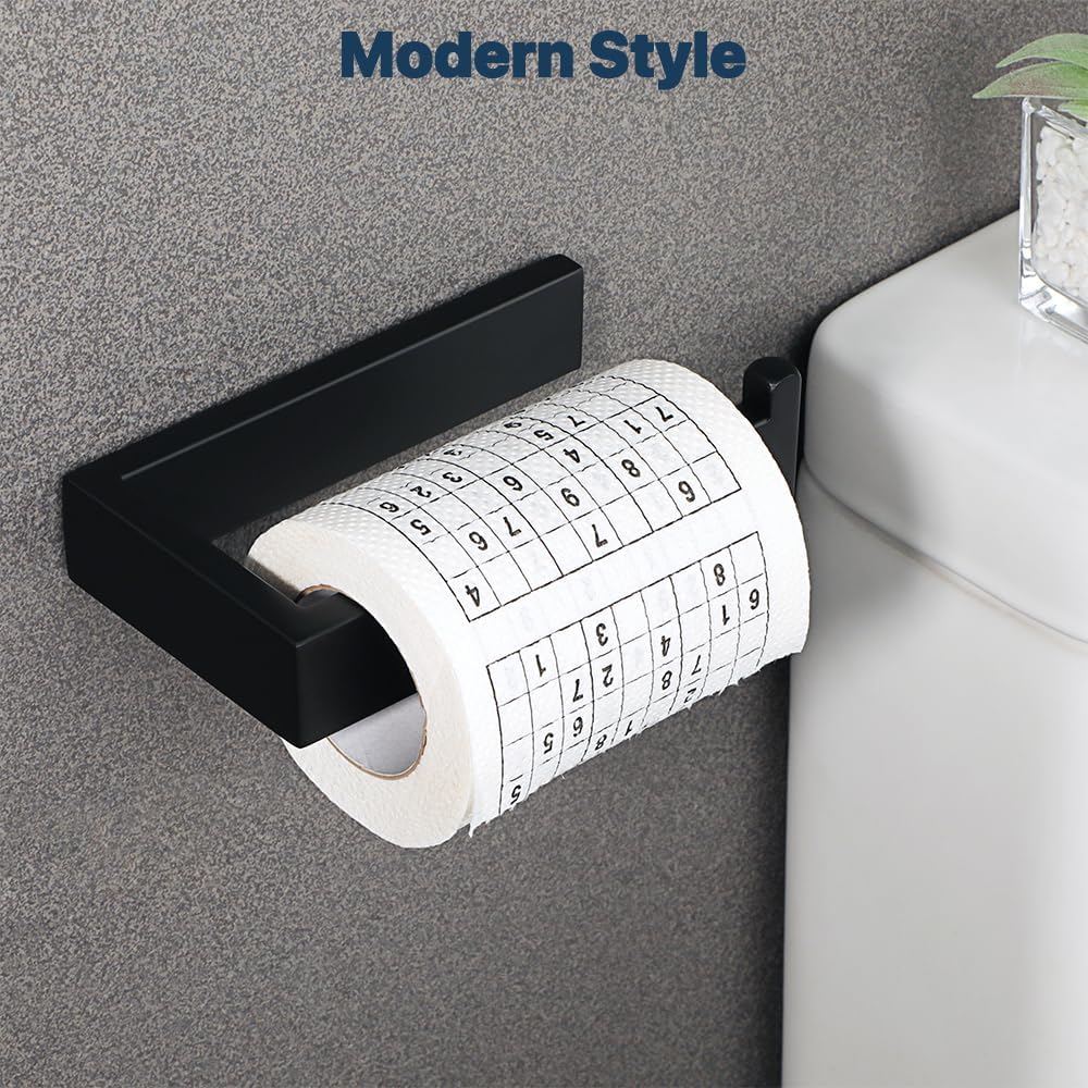 Sayayo Matte Black Toilet Paper Holder Wall Mount, Toilet Tissue Holder for Bathroom Tp Holder Square, SUS304 Stainless Steel 6 Inch-4