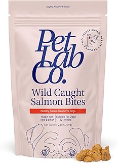 Petlab Co. Wild Caught Salmon Freeze-Dried Dog Treats - Support Overall Skin Health with Healthy Dog Treats. Packed with Beneficial Fatty Acids, Vitamins, & Minerals. Delicious Reward