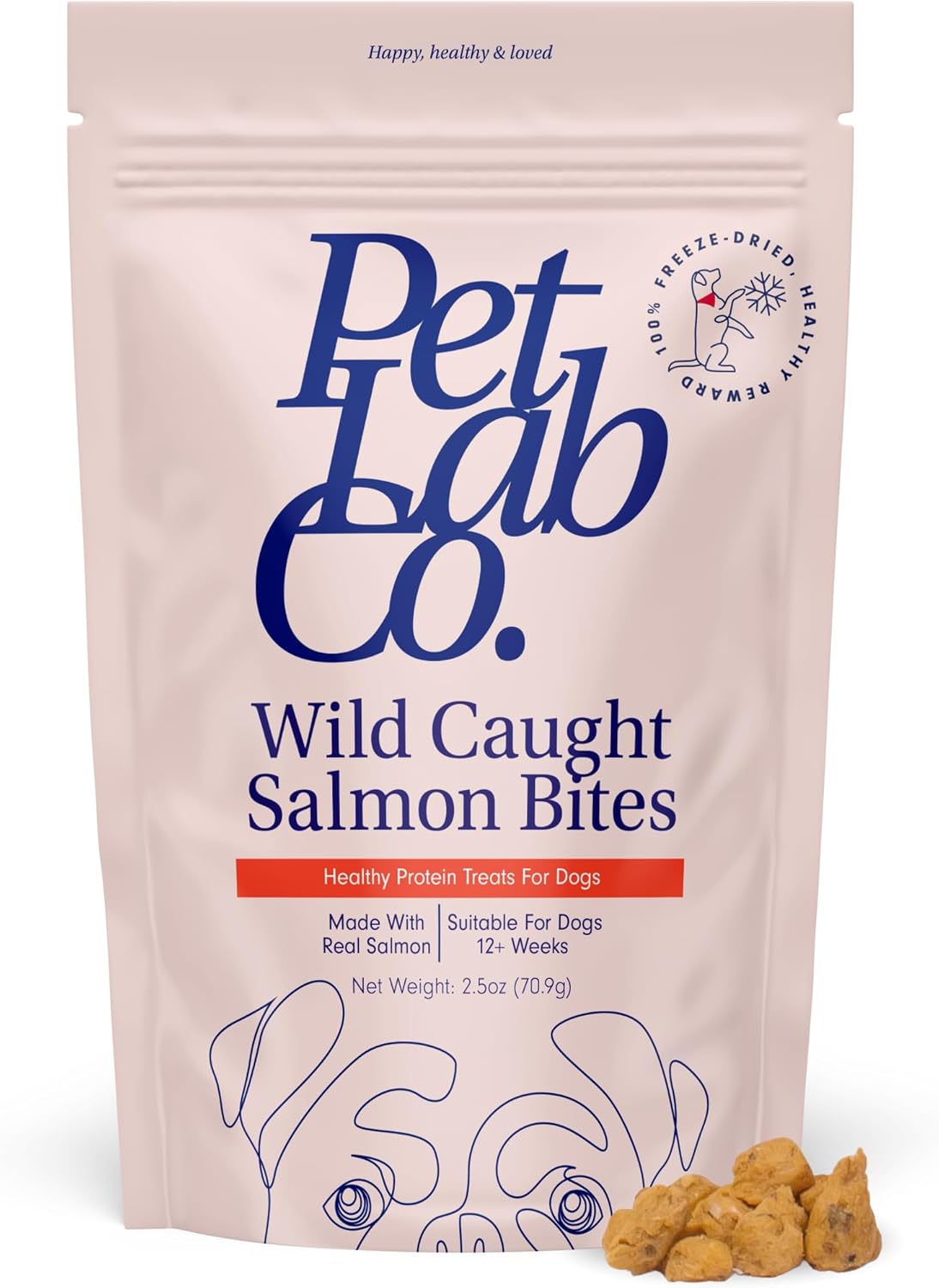 Petlab Co. Wild Caught Salmon Freeze-Dried Dog Treats - Support Overall Skin Health with Healthy Dog Treats. Packed with Beneficial Fatty Acids, Vitamins, & Minerals. Delicious Reward-0