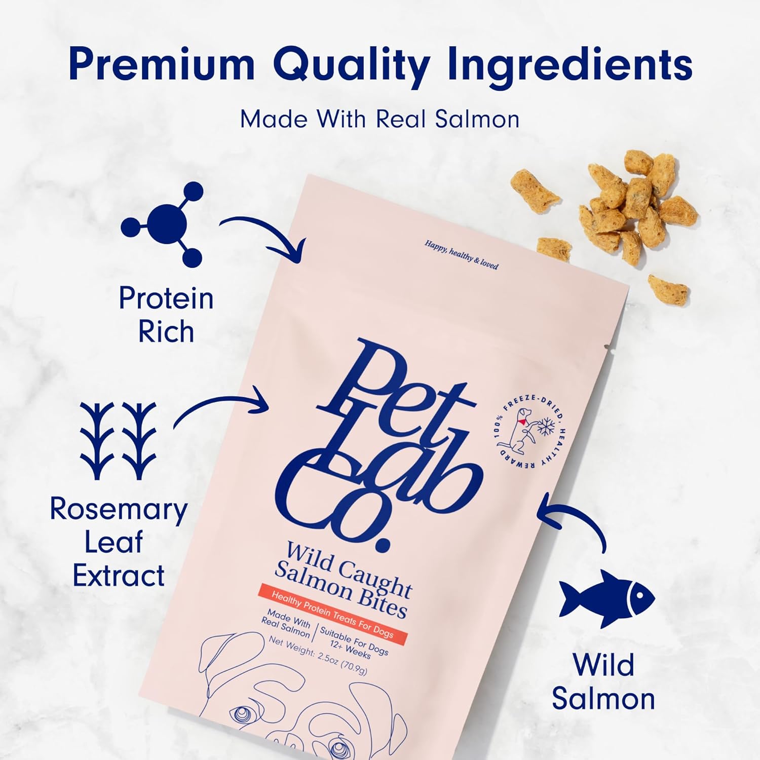 Petlab Co. Wild Caught Salmon Freeze-Dried Dog Treats - Support Overall Skin Health with Healthy Dog Treats. Packed with Beneficial Fatty Acids, Vitamins, & Minerals. Delicious Reward-2