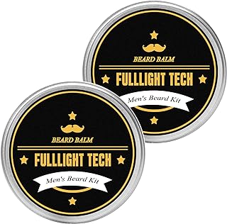 FULLLIGHT TECH Beard Balm, 2 Pack - Citrus Scent - Coconut, Argan, Jojoba Oils - Styles, Hydrates & Smooths Beards & Mustaches - Beard Styling Balm - Gifts for Men