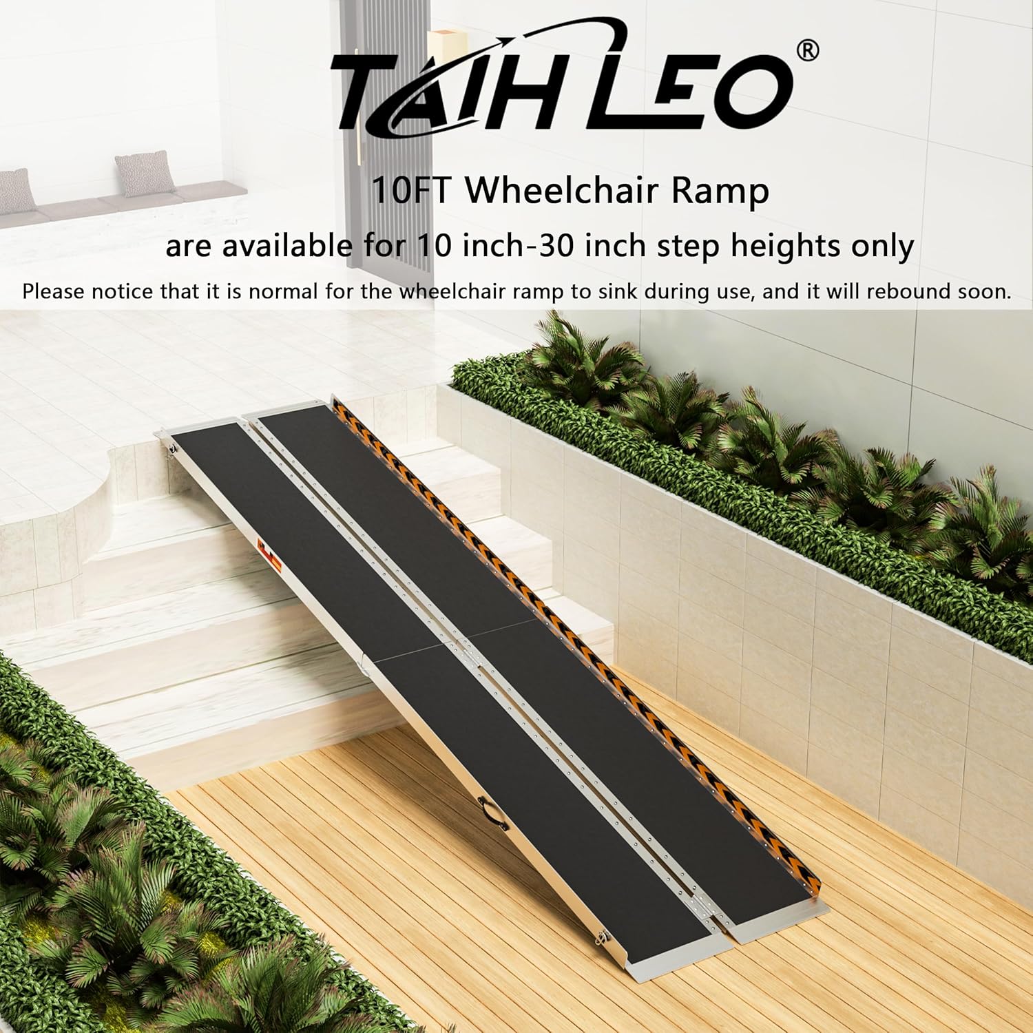 10FT Wheelchair Ramp, 120" L x 29" W Wheelchair Ramps, 800 LBS Capacity Wheel Chair Ramp, Portable Wheelchair Ramp, for Home, Steps, Stairs, Doorways-7