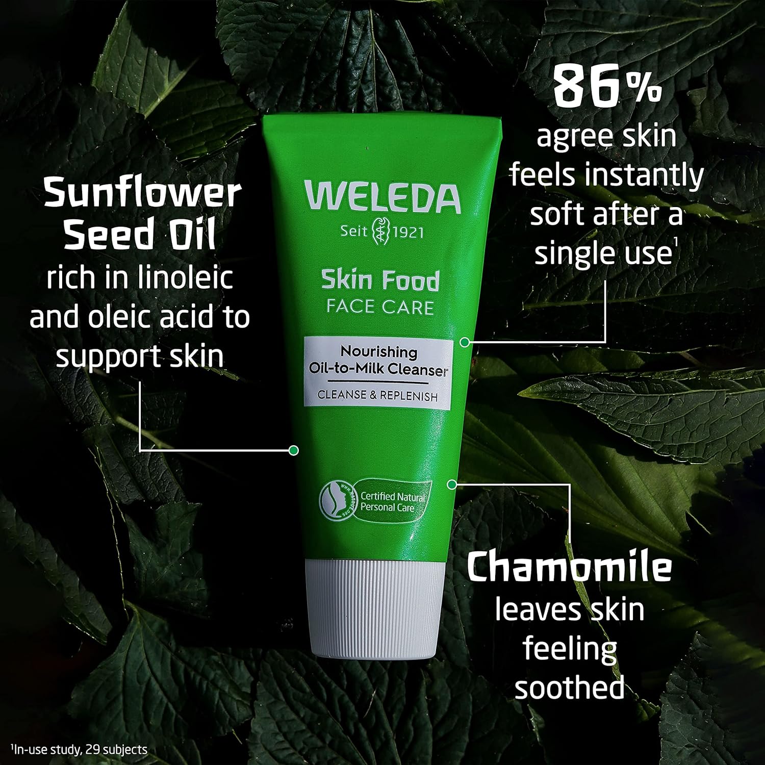 Weleda Skin Food Face Care Nourishing Oil-to-Milk Cleanser, 2.5 Fluid Ounce, Plant Rich Cleanser with Sunflower Seed Oil, Chamomile Extract and Pansy-4