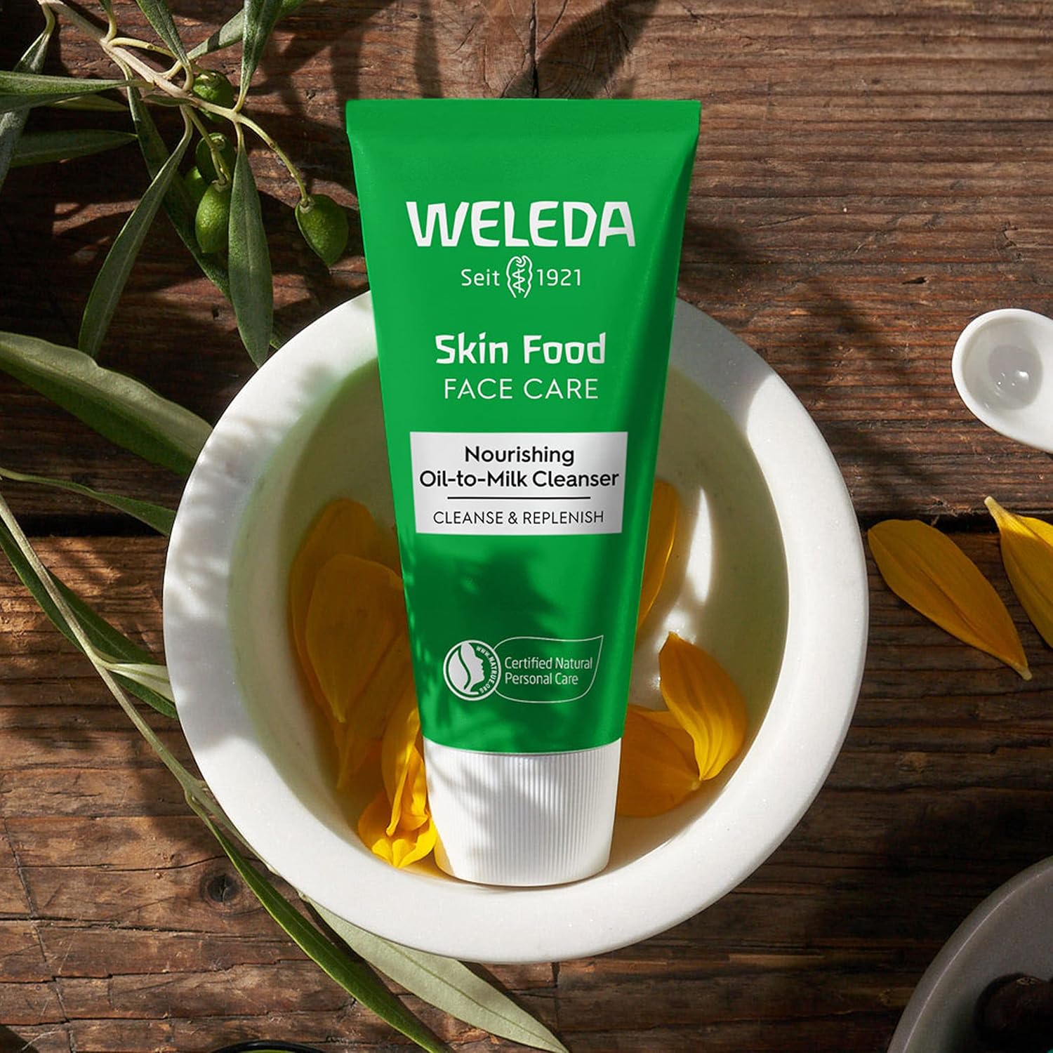 Weleda Skin Food Face Care Nourishing Oil-to-Milk Cleanser, 2.5 Fluid Ounce, Plant Rich Cleanser with Sunflower Seed Oil, Chamomile Extract and Pansy-5