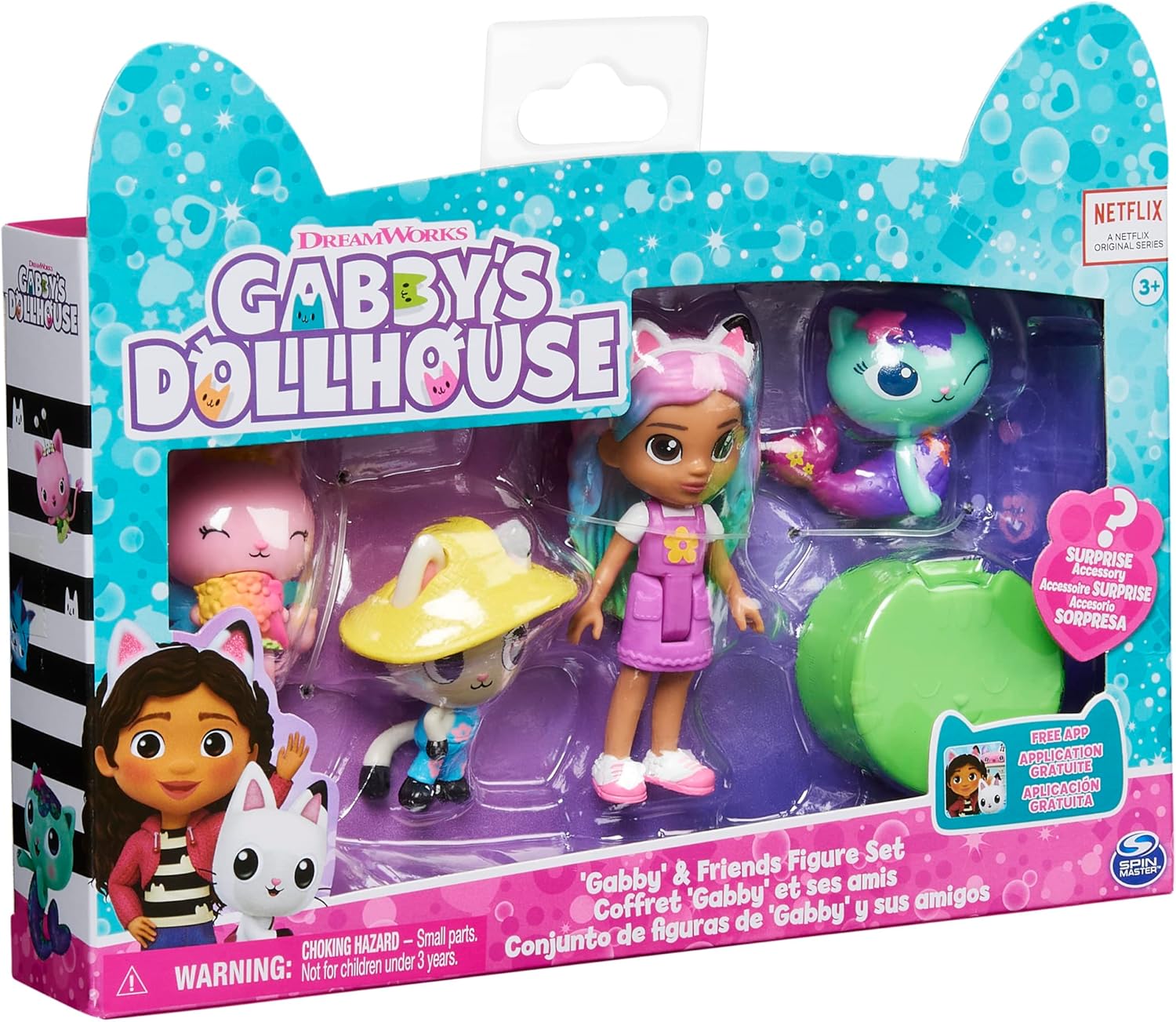 Gabby's Dollhouse, Gabby and Friends Figure Set with Rainbow Gabby Doll, 3 Toy Figures and Surprise Accessory Kids Toys for Ages 3 and up-0