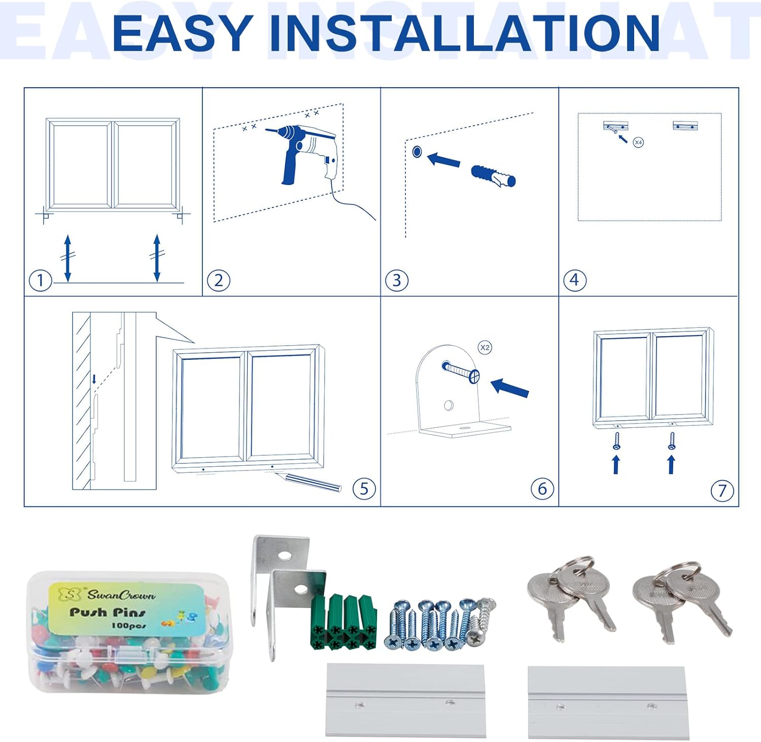 Swansea Outdoor Lockable Dry Erase Board Bulletin Combo Gray Felt Board Displays Boards Wall Mounted Notice Cabinet with tamperproof Door,48x34 inches-3