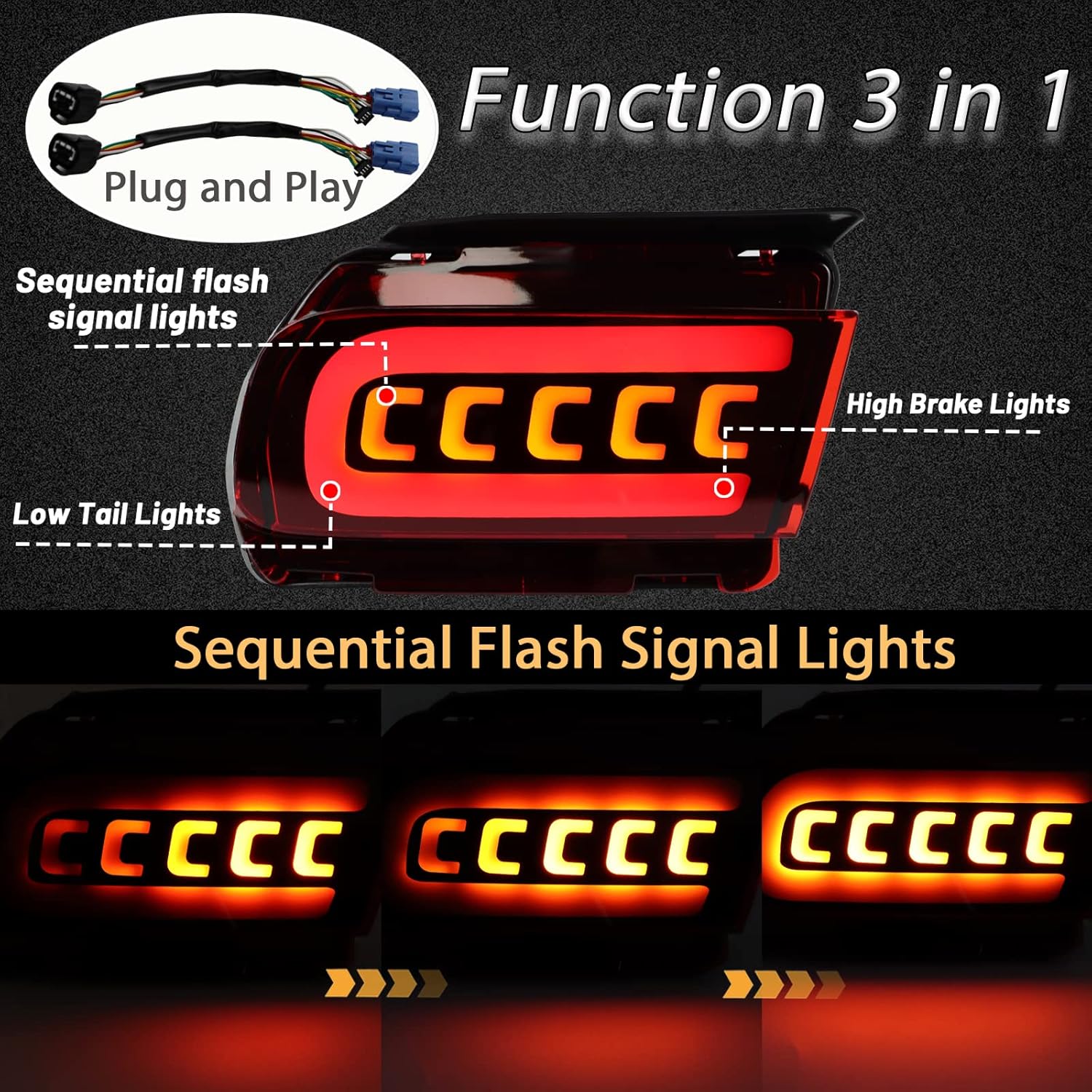 DRL Smoked LED Rear Bumper Fog Light Daytime Running Lamp Amber Sequential LED Turn Signal Light Function Compatible with Toyota Land Cruiser PRADO FJ150 2010 Plug and play (SMOKED 2010-2020)-2