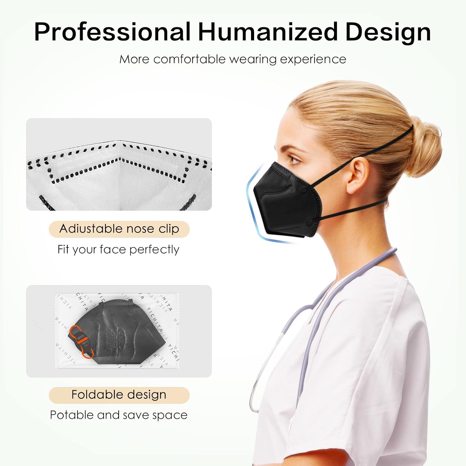 N95 Mask NIOSH Approved 20-Pack, Particulate Respirator N95 Face Masks Universal Fit - Individually Wrapped, Black-4