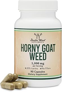 Horny Goat Weed for Men and Women - No Fillers (Max Strength Epimedium Std. to 20% Icariins) 1,000mg per Serving, 90 Capsules (Male Enhancing Supplement) by Double Wood