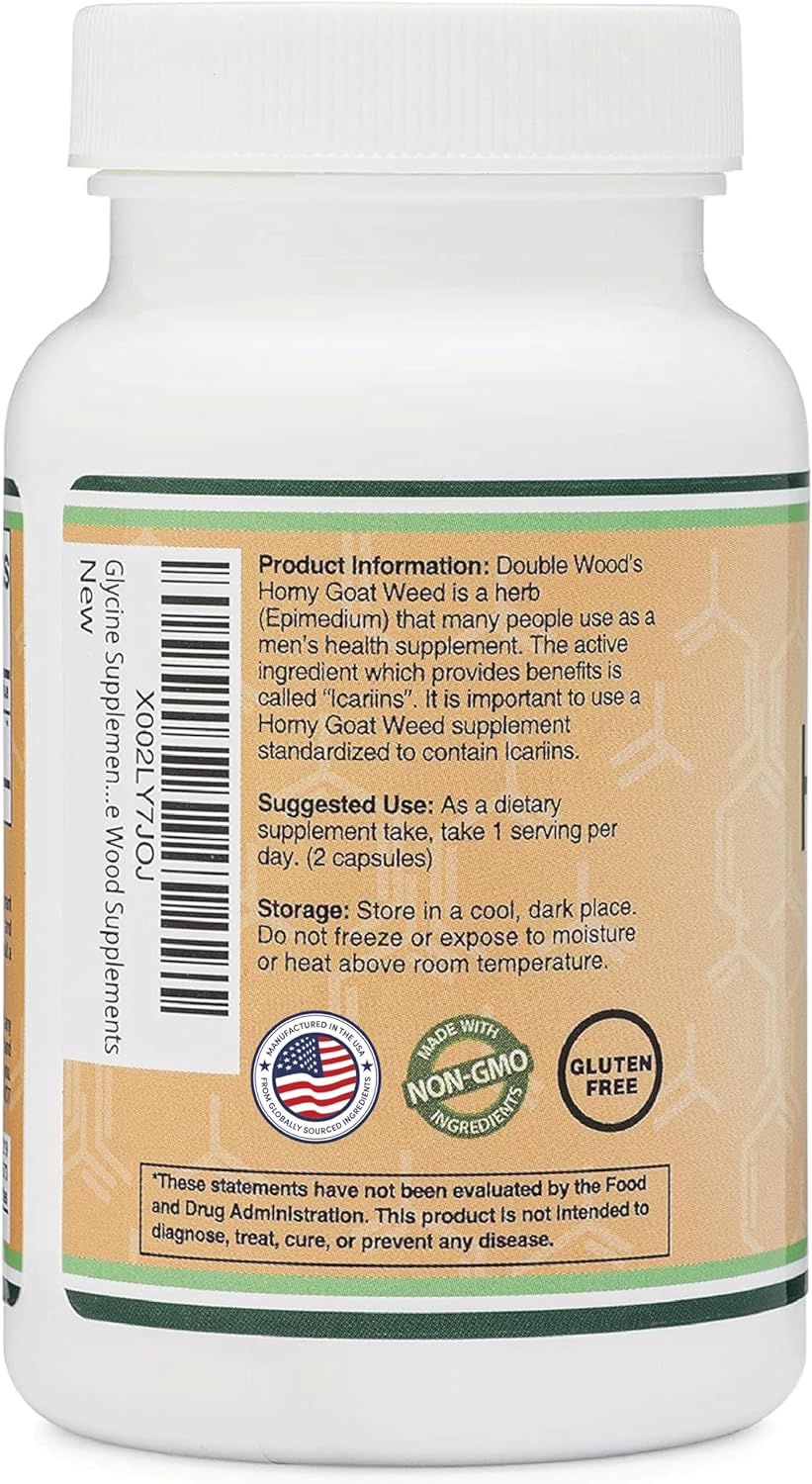 Horny Goat Weed for Men and Women - No Fillers (Max Strength Epimedium Std. to 20% Icariins) 1,000mg per Serving, 90 Capsules (Male Enhancing Supplement) by Double Wood-3