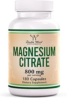 Magnesium Citrate 800mg, 180 Capsules, Digestion & Constipation Support, Vegan Safe, Non-GMO, Double Wood Supplements