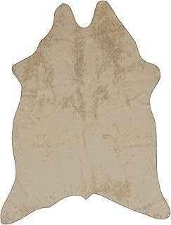 Linon Home Decor Products Faux Cow Hide Mini Scatter Size Ivory Print Polyester Hand Made 3'10" X 5' Area Rug by Linon