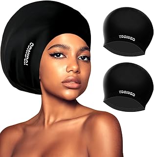 2 Pack Extra Large Swim Cap for Women and Men Adult Youth,Waterproof Silicone Swim Cap for Very Long Hair, Thick Curly Hair & Dreadlocks Braids Weaves Afro Hair