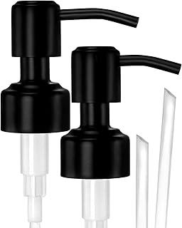 JASAI Durable 304 Stainless Steel Soap Dispenser Pump, Rustproof Black Satin Soap Dispenser Pump Replacement for Regular Mouth(2 Pack)