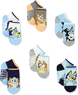 Bluey Boys Toddler 6 Pack Gripper Quarter Socks