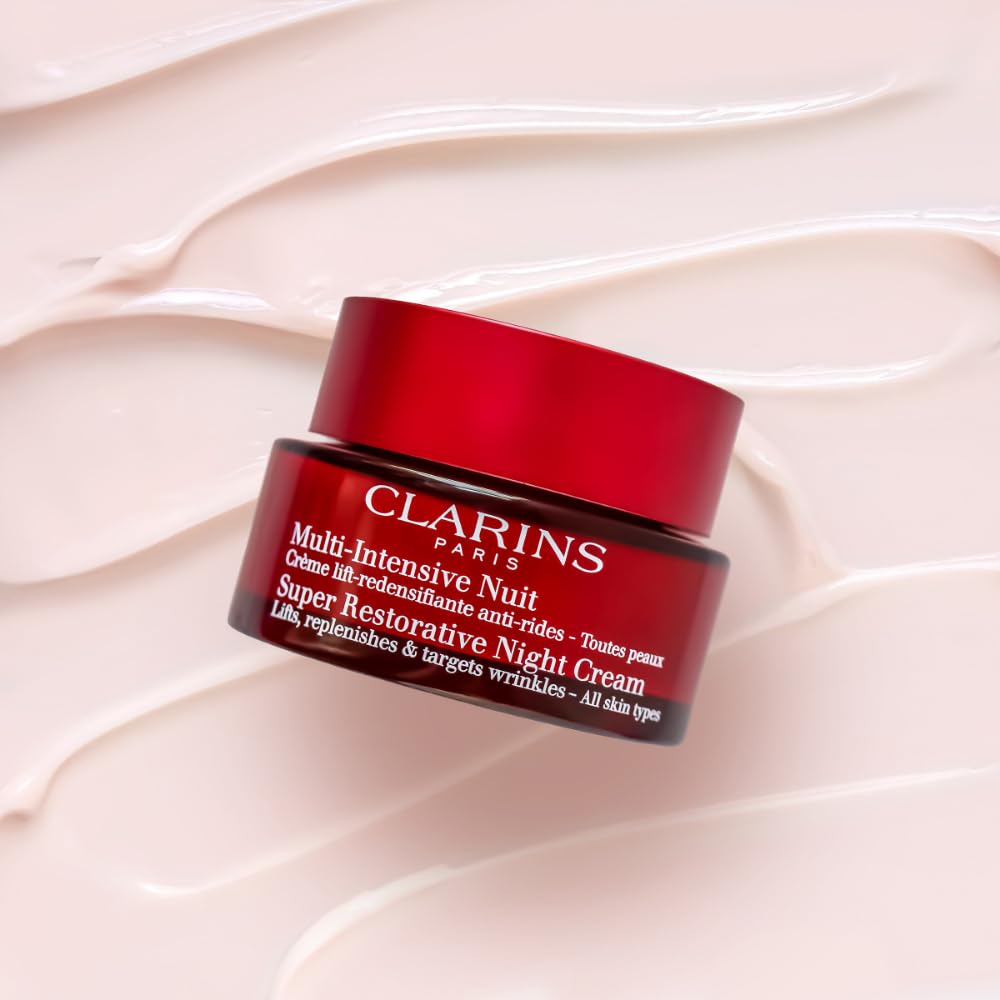 Clarins Super Restorative Night Cream | Anti-Aging Moisturizer For Mature Skin Weakened By Hormonal Changes | Illuminates & Densifies Skin | Lifts & Tones | Targets Spots & Wrinkles | 1.7 Ounces-3