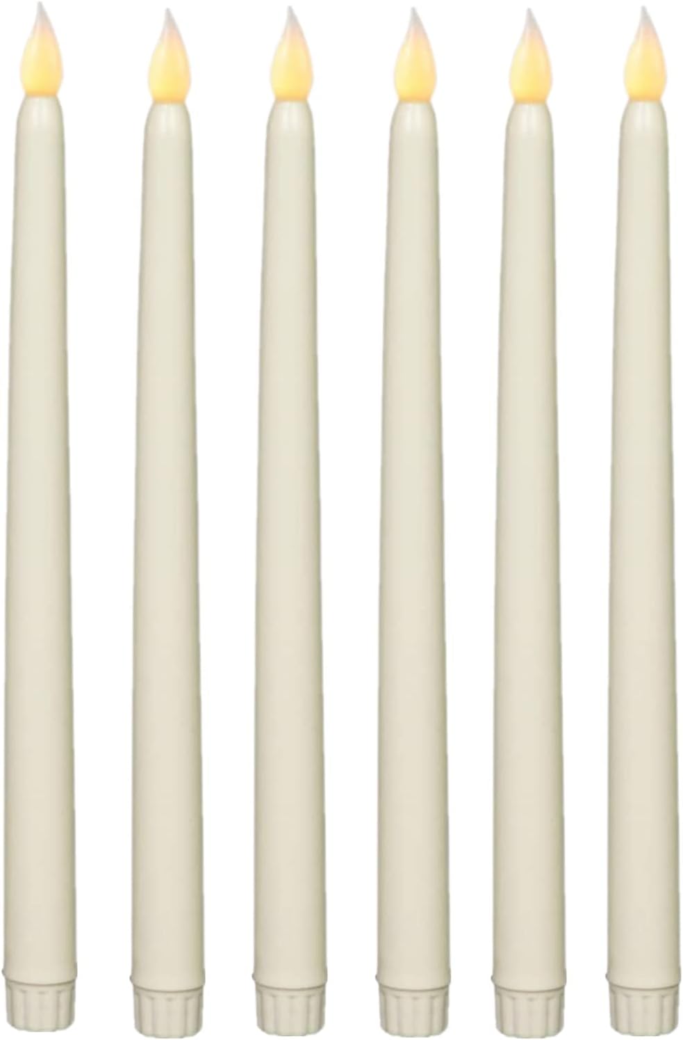 LED Candles Battery Operated Led Taper Candles, Flameless Table Candles Smooth Wax Finish, Battery Operated Long Candles for Christmas, Party, Home, Wedding, Church Decoration, Pack of 6, Beige-0