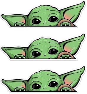 H&S (Pack of 3) Peeking Baby Yoda Vinyl Decal Sticker for Cars | Trucks | Vans | SUV | Walls | Windows | Laptops | Cups | Bottles | Size: 5" x 2"