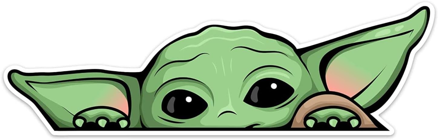 H&S (Pack of 3) Peeking Baby Yoda Vinyl Decal Sticker for Cars | Trucks | Vans | SUV | Walls | Windows | Laptops | Cups | Bottles | Size: 5" x 2"-0