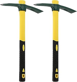 KEILEOHO 2 PCS 15 Inches Pick Mattock Hoe, Forged Weeding Garden Pick Axe with Fiberglass Handle, Weeding Mattock Hoe for Gardening, Loosening Soil, Camping