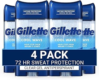 Gillette Antiperspirant and Deodorant for Men, 72-Hour Sweat Protection, Clear Gel, Cool Wave Scent, 3.8 oz (Pack of 4)