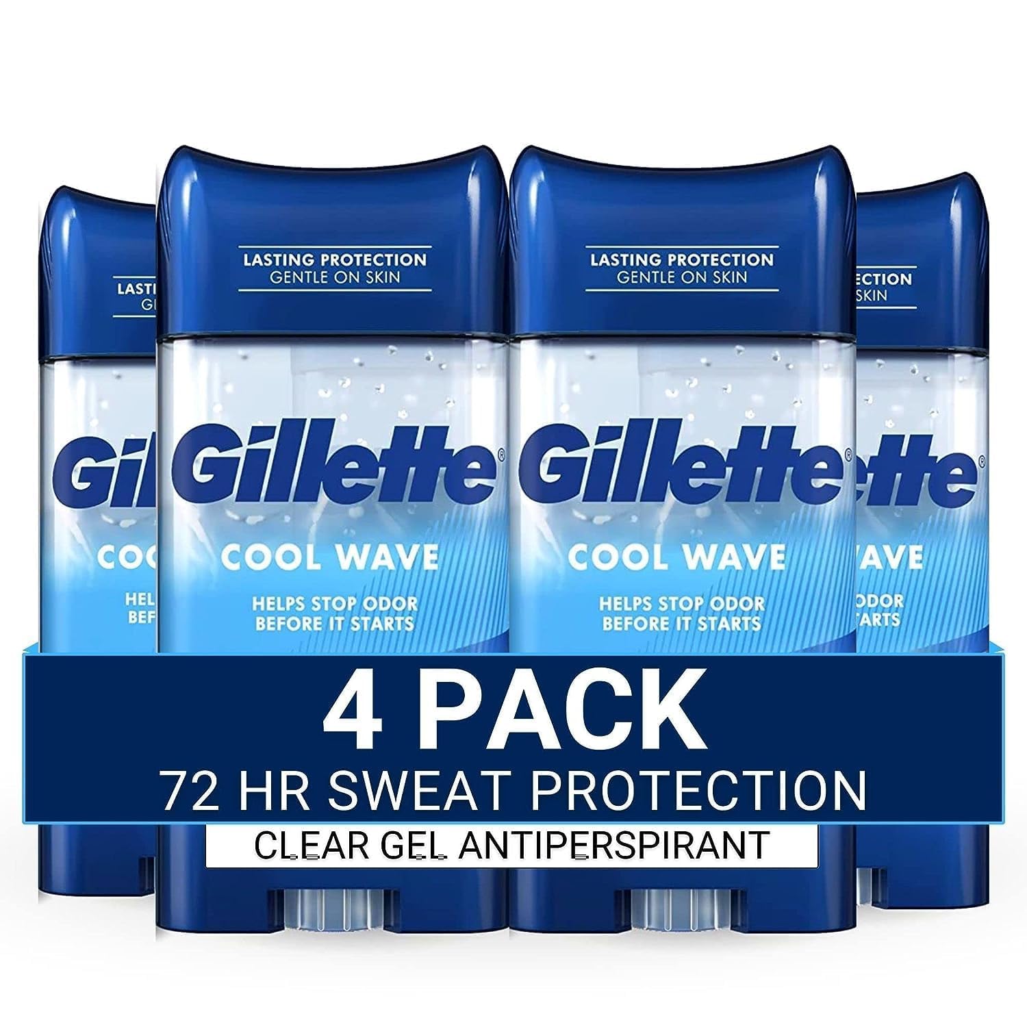 Gillette Antiperspirant and Deodorant for Men, 72-Hour Sweat Protection, Clear Gel, Cool Wave Scent, 3.8 oz (Pack of 4)-0