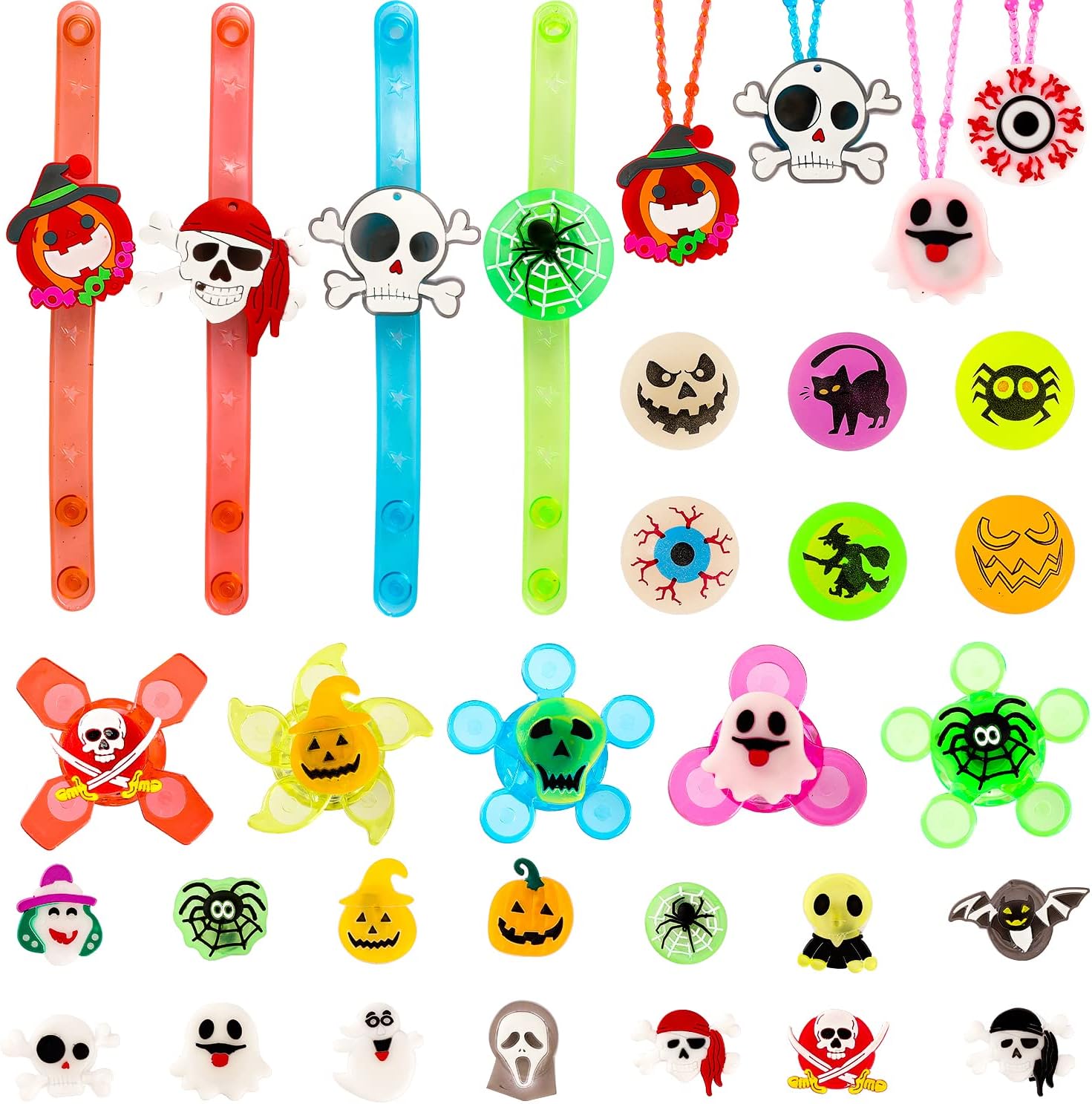 Halloween Party Favors for Kids - 57 PCS Halloween Decorations LED Flash Rings Light Up Necklaces Halloween Toys, Glow in the Dark Halloween Party Supplies, Halloween Gifts/Halloween Treats for Kids-4