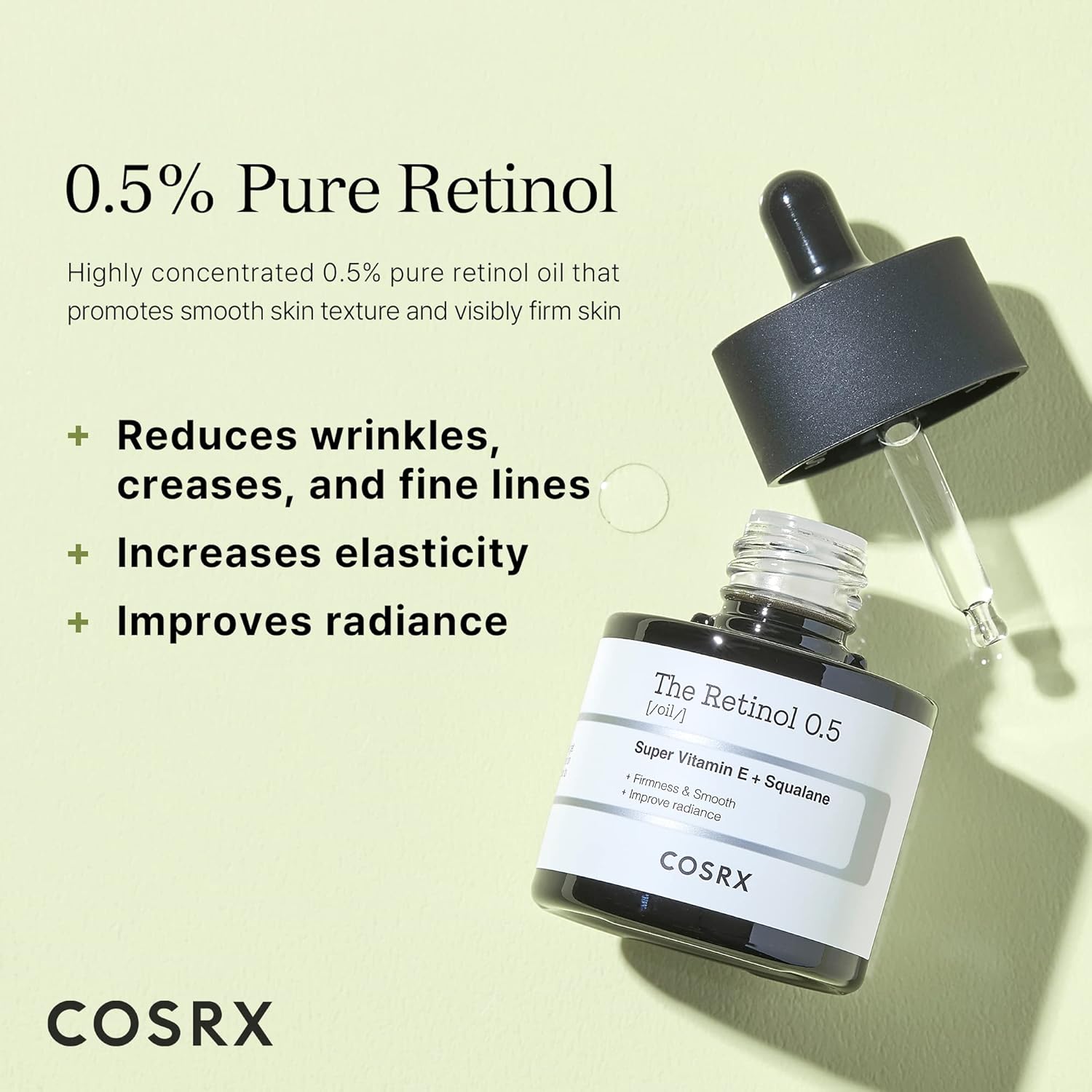 COSRX Retinol 0.5 Oil, Anti-aging Serum with 0.5% Retinoid Treatment for Face, Reduce Wrinkles, Fine Lines, & Signs of Aging, For Day & Night, Not Tested on Animals, Korean Skin Care-2