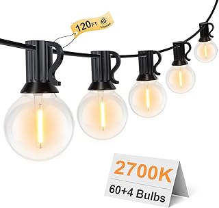 GPATIO 120FT Outdoor String Lights, Waterproof Patio Lights with 64 Hanging Lights Globe G40 Bulbs, 2700k Shatterproof for Backyard Outside Decor