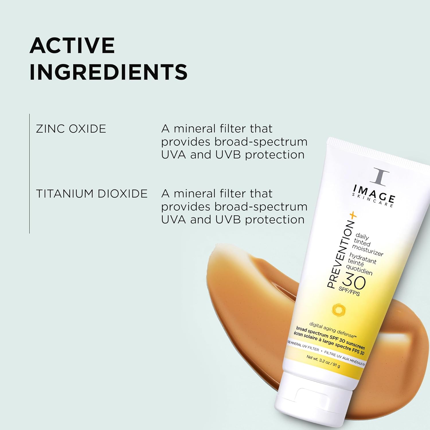 IMAGE Skincare, PREVENTION+ Daily Tinted Moisturizer SPF 30 Sunscreen, No White Cast, 3.2oz-3