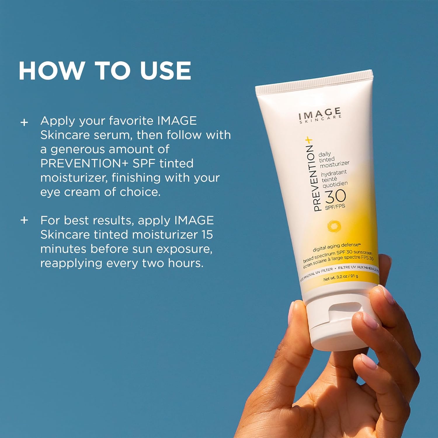 IMAGE Skincare, PREVENTION+ Daily Tinted Moisturizer SPF 30 Sunscreen, No White Cast, 3.2oz-4