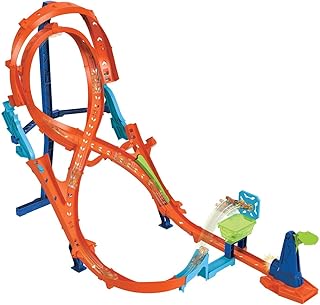 Hot Wheels Toy Car Track Set with Figure-8 Jump & 1:64 Scale Vehicle, 2-ft Tall Track, Connects to Other Sets