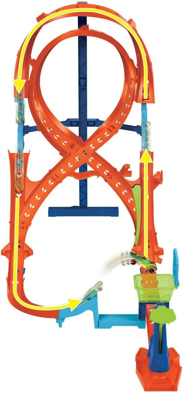 Hot Wheels Toy Car Track Set with Figure-8 Jump & 1:64 Scale Vehicle, 2-ft Tall Track, Connects to Other Sets-1