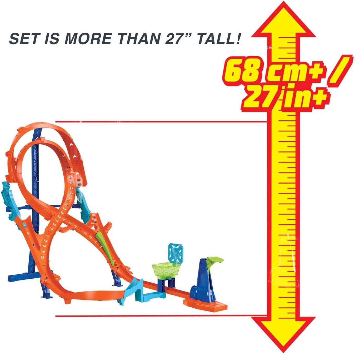 Hot Wheels Toy Car Track Set with Figure-8 Jump & 1:64 Scale Vehicle, 2-ft Tall Track, Connects to Other Sets-3