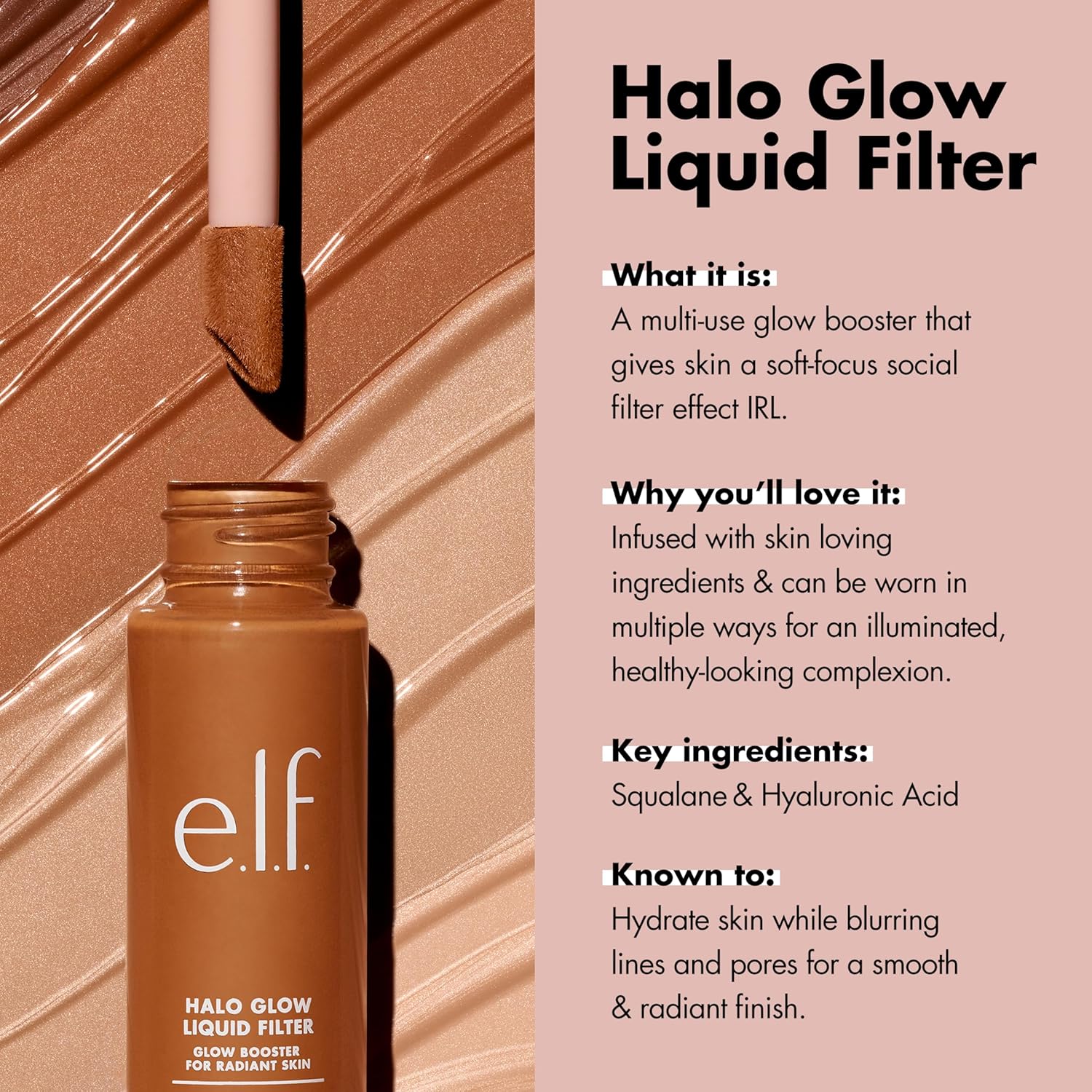 e.l.f. Halo Glow Liquid Filter, Complexion Booster For A Glowing, Soft-Focus Look, Infused With Hyaluronic Acid, Vegan & Cruelty-Free, 2 Fair/Light-2