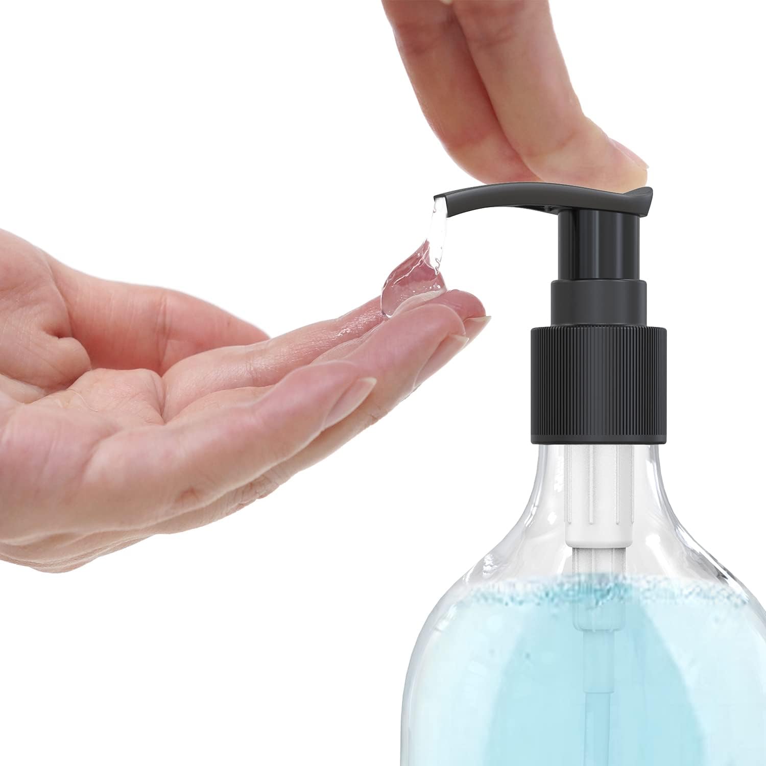 10 Ounce Clear Plastic Pump Bottle Dispenser, Refillable Empty Bottle Container with Pump for Essential Oil Soap Lotion Shampoo, 2 Pcs-2