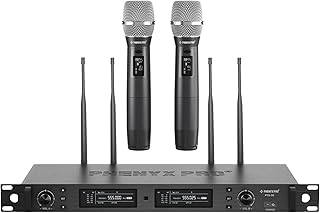 Phenyx Pro Wireless Microphone System, True Diversity Dual Cordless Microphone Set, Professional UHF Handheld Wireless Microphones w/Auto Scan, 2x1000 Channels, 328ft for Stage & Studio (PTU-2U)